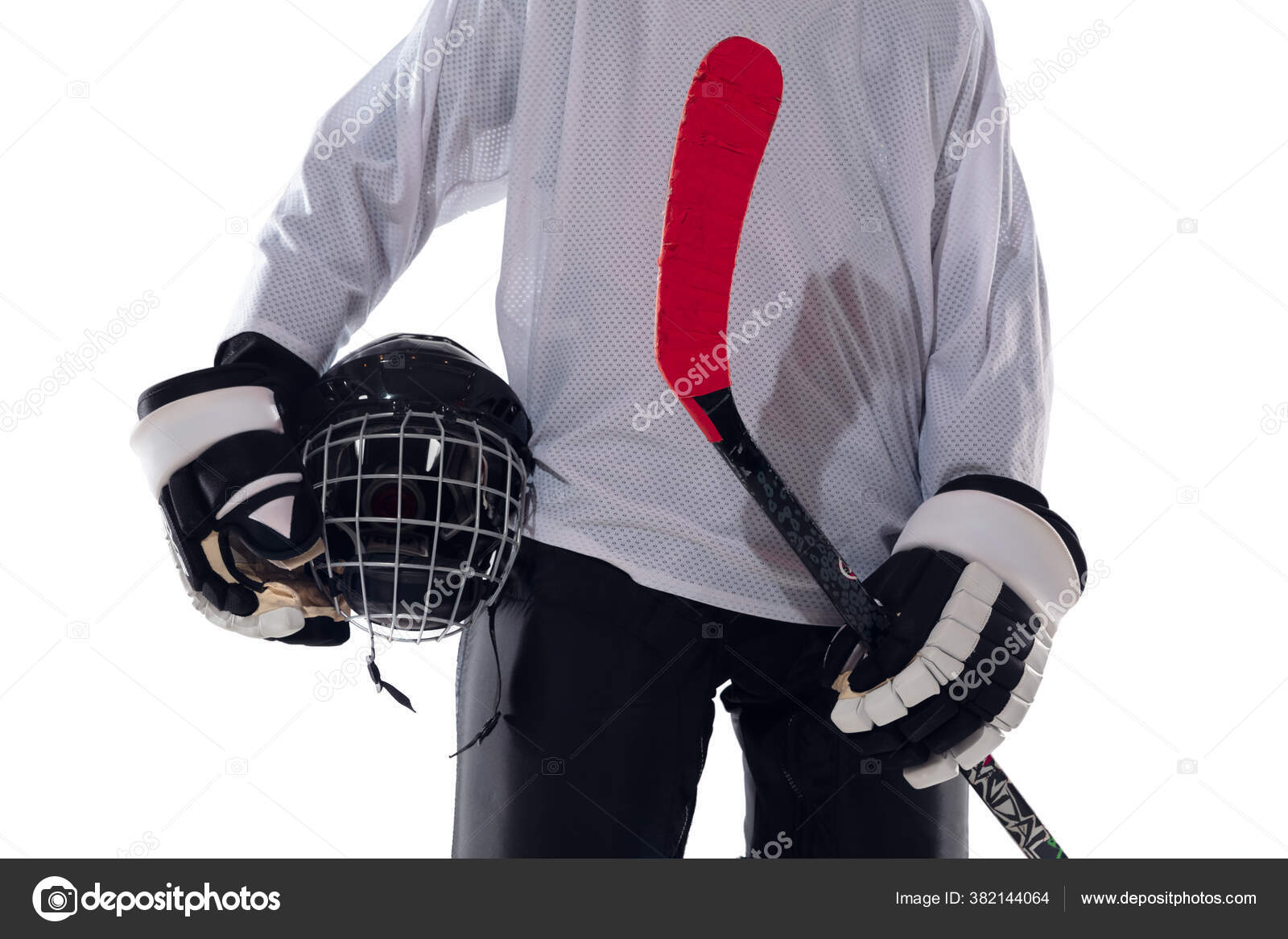 Unrecognizable Male Hockey Player With The Stick On Ice Court And White Background Stock Photo Image By C Vova Gmail Com