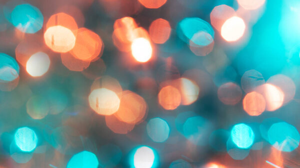 Multicolored defocused bokeh lights background - horizontal wallpaper, poster