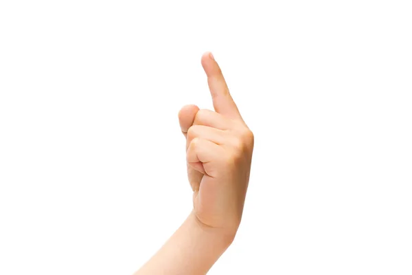 Παιδικό χέρι, παλάμη gesturing απομονώνονται σε λευκό φόντο στούντιο — Φωτογραφία Αρχείου