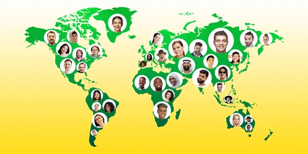 Dünya çapında küresel haritacılık - Dünya çapında uluslararası kavram, dünyanın her yerindeki insanları birbirine bağlıyor — Stok fotoğraf