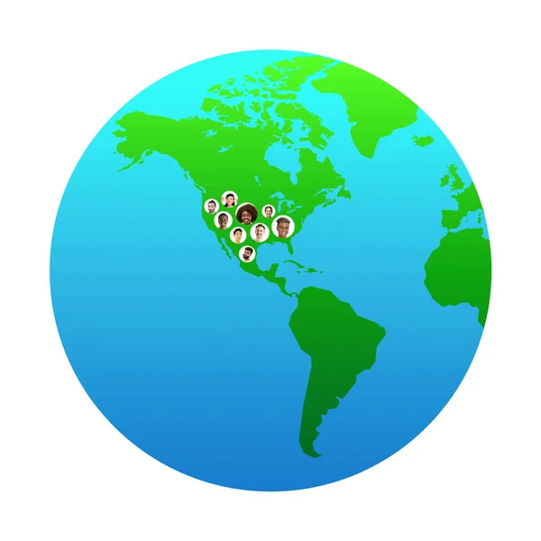 Cartografía mundial: concepto internacional de la Tierra, que conecta a personas de todo el mundo — Foto de Stock