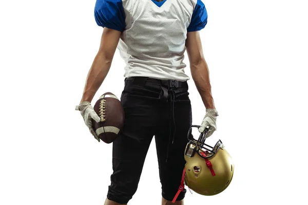 American-Football-Spieler in Aktion isoliert auf weißem Studiohintergrund — Stockfoto