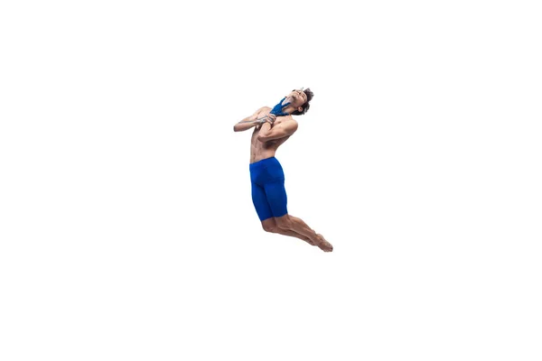 Dançarino moderno, dança do desprezo da arte, combinação azul e branca das emoções — Fotografia de Stock