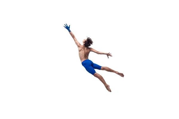Tancerka nowoczesna, taniec kontemplacyjny sztuki, niebiesko-białe połączenie emocji — Zdjęcie stockowe