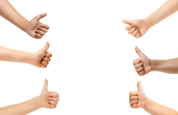 Kids hands gesturing isolated on white studio background, copyspace for ad — Stock Photo, Image