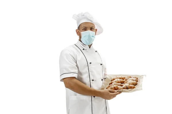 Fornello, cuoco, panettiere in uniforme isolato su sfondo bianco, gourmet. — Foto Stock