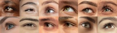 Set, farklı erkek ve kadın gözleri kolajı