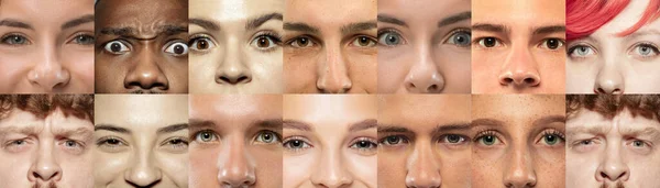 Set, farklı erkek ve kadın gözleri kolajı — Stok fotoğraf
