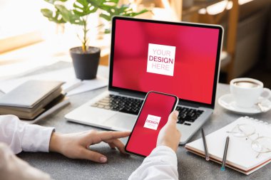 Reklam için kopyalama alanı olan aygıtlar veya aygıtlar - modelleme, dijital konsept