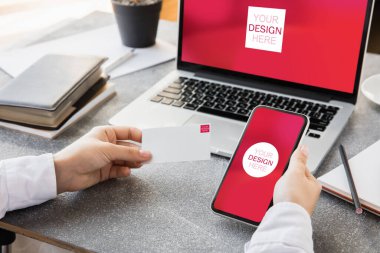 Reklam için kopyalama alanı olan aygıtlar veya aygıtlar - modelleme, dijital konsept