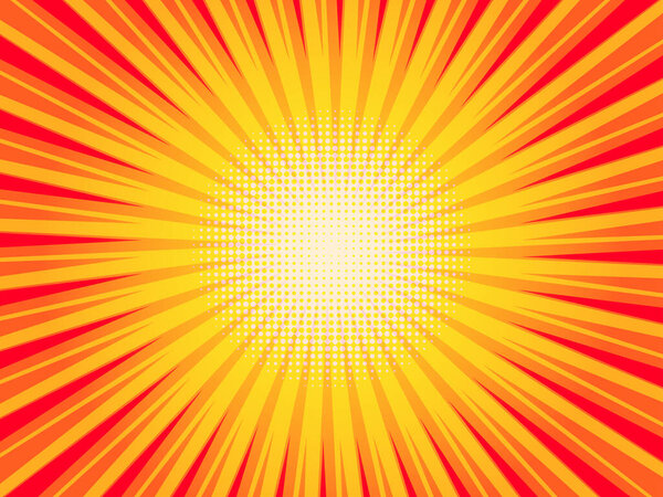 Абстрактный шаблон комикса с темными лучами и эффектами полутона на зеленом радиальном фоне.