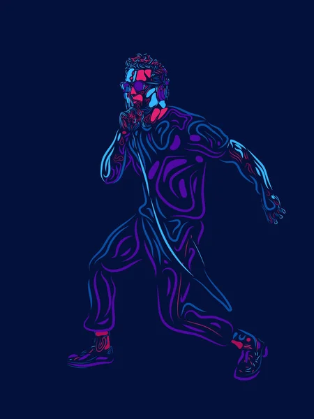 Singer man character. Abstract color illustration, line design