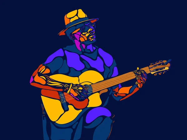Énekes férfi karakter. Absztrakt színes illusztráció, vonaltervezés — Stock Fotó