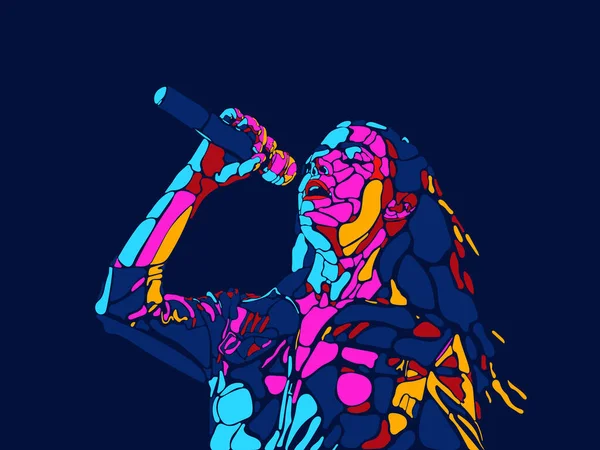 Singer woman character. Abstract color illustration, line design
