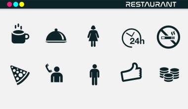 vektör dijital logo web sitesi mobil uygulaması için modern popüler restoran simgesi seti