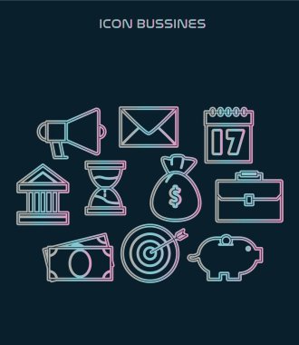 Logo vektör uygulama simgesi için siyah arkaplan üzerinde iş için popüler modern simge kümesi