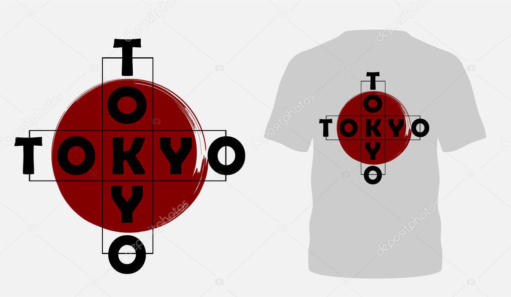 Tokyo style popular typography t-shirt design for clothing sale, poster banner, vector wallpaper