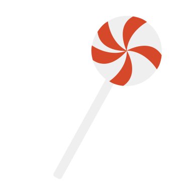 Kırmızı lolipop. Beyaz arkaplanda vektör çizimi izole edildi. Çıkartmalar, yamalar ve tasarım için şeker ikonu. Vektör EPS 10