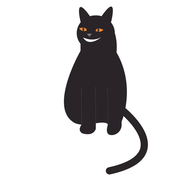 Halloween Gato Preto Isolado Fundo Branco Ilustração Vetorial Estilo Cartoon — Vetor de Stock