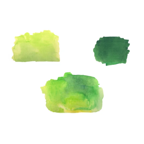 Conjunto Verde Abstrato Aquarela Mão Pintura Textura Isolada Fundo Branco — Fotografia de Stock