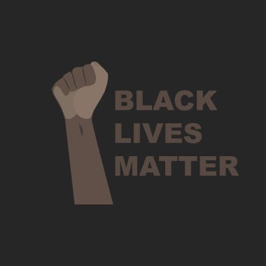 Eller koyu tenli jestler prostest, ralli. Afrikalı Amerikalılar ırkçılığı protesto ediyor. Siyah hayatlar önemlidir. Haber, blog, tasarım için vektör illüstrasyonu düz biçimi.