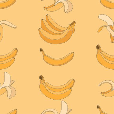 Vektör muzlar kusursuz desen. Kumaş, kağıt, ambalaj vs. için basit düz bir şekilde sarı illüstrasyon.