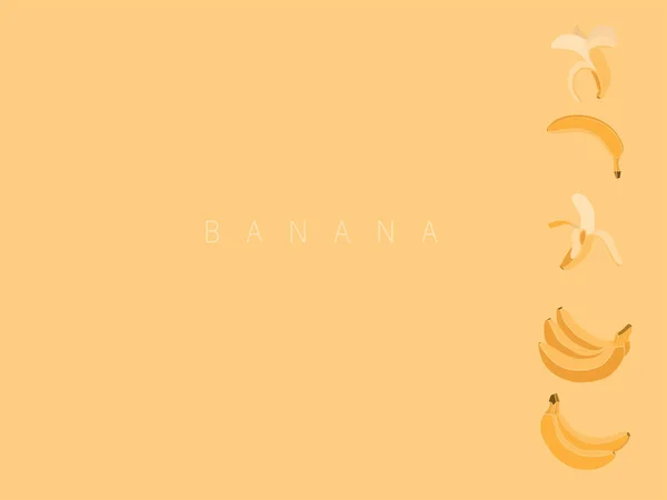 Желтый Векторный Фон Бананами Разными Углами Простом Плоском Стиле Копировальным — стоковый вектор