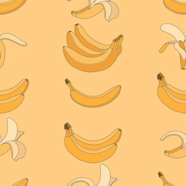 Vektör muzlar kusursuz desen. Kumaş, kağıt, ambalaj vs. için basit düz bir şekilde sarı illüstrasyon.