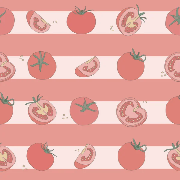 Ντομάτες Διάνυσμα Αδιάλειπτη Μοτίβο Ολόκληρα Λαχανικά Κόκκινο Φόντο Για Σχεδιασμό — Διανυσματικό Αρχείο