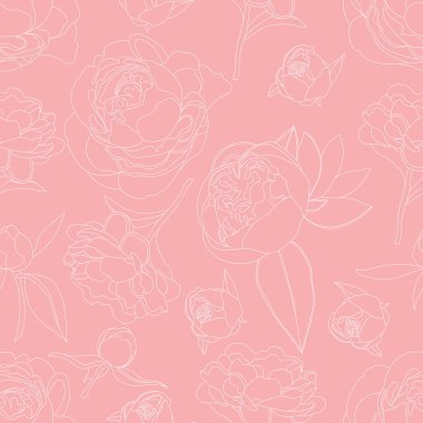 Vektör botanik kusursuz desen. Pembe şakayık düz botanik konsepti.