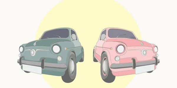 Векторна Ілюстрація Ретро Автомобілів Простому Плоскому Стилі Дизайну Плакату Футболки — стоковий вектор