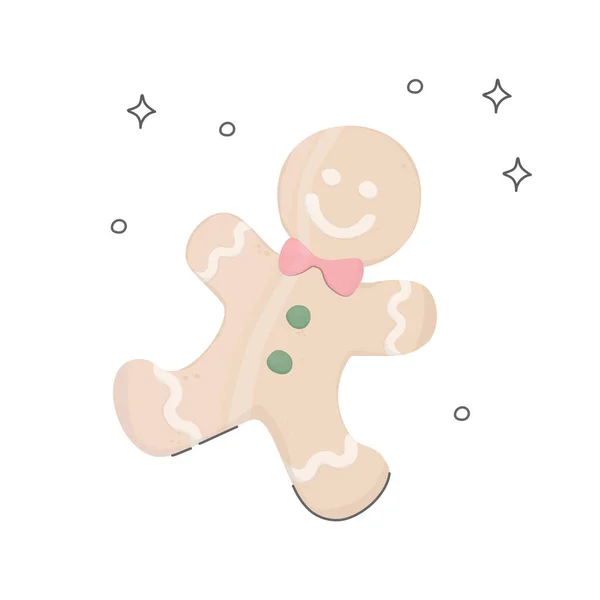 Gingerbread Man Gingerbread Christmas Cookies Icing Homemade Confectionery Vector Simple — Stock Vector