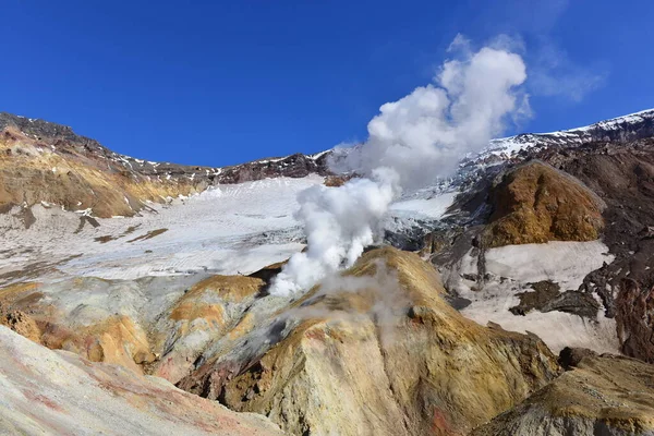 Ejection of hot gas in the crater of Mutnovsky volcano, Kamchatka