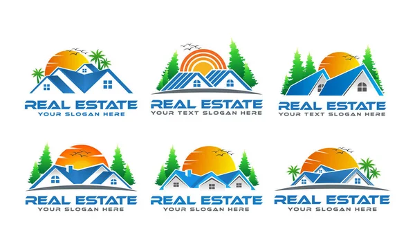 Immobilien Logo Design Bundle Home Logo — Stockvektor