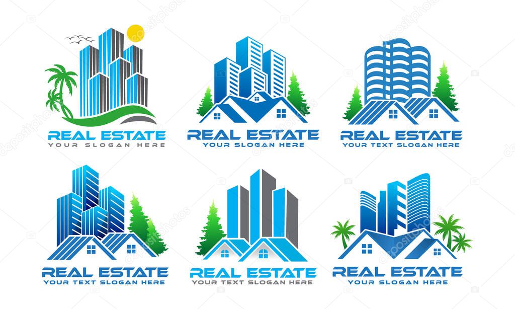 Real estate building logo design bundle