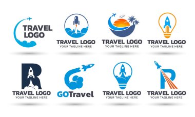 Seyahat acentası vektör logosu dizayn paketi