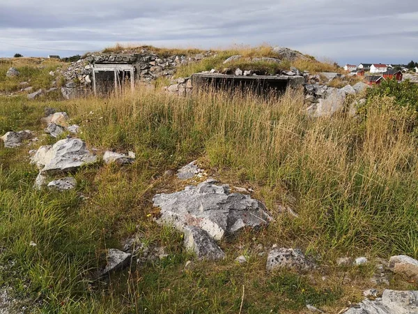 Paisaje costero noruego en una isla en el mar — Foto de Stock