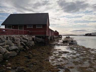 Denizde bir adada Norveç sahil manzara