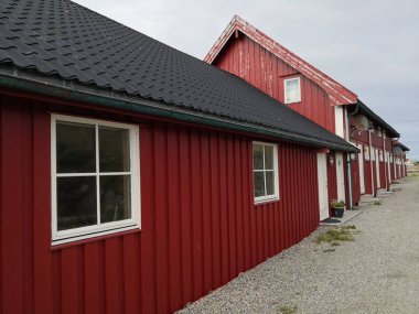 Denizde bir adada Norveç sahil manzara