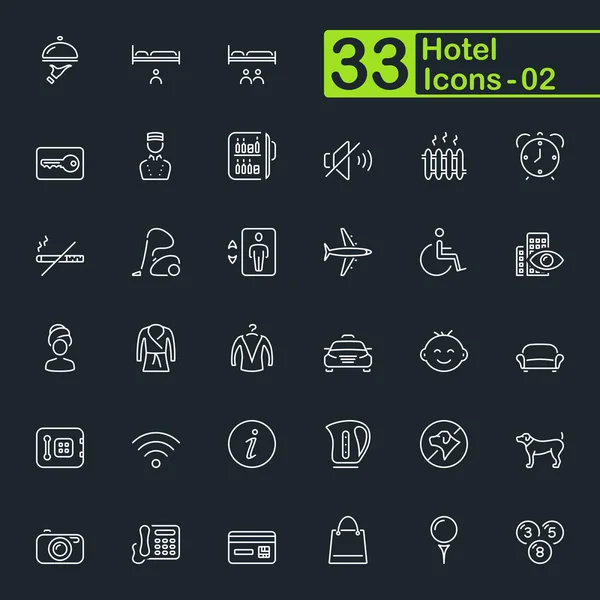 Hotel Services Travel Vacation Outline Icons — Stock Vector
