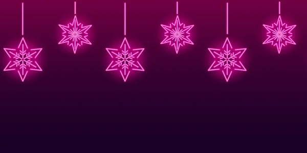 Неонові сніжинки безшовні візерунки на темному фіолетовому тлі. Різдвяна і нова концепція. — стоковий вектор