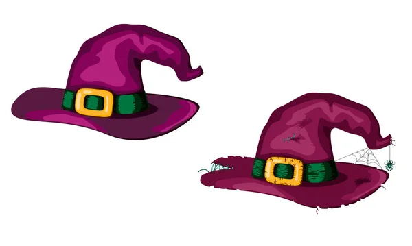 새롭고 오래 된 마녀 모자에 대한 희미 한 삽화 — 스톡 벡터