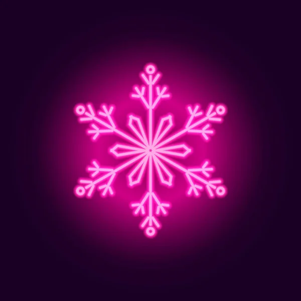 Neonfarbenes Schneeflockensymbol Auf Dunkelviolettem Hintergrund Vektor Eps Abbildung — Stockvektor