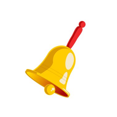 Zil simgesi beyaz arkaplanda izole edildi. Uyarı, alarm, ses, çağrı, sinyal konsepti. Vektör 10 EPS illüstrasyonu. Basit düz biçim.