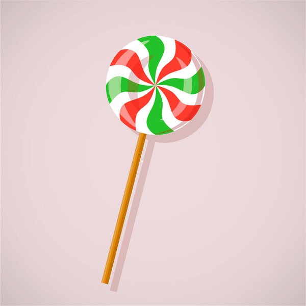 Lollipop flat icon. Illustration for holiday, sweet, treat or childy concept. Vector 10 EPS illustration