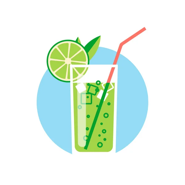 Limonade oder Mojito Cocktail Vektor flaches Symbol isoliert auf weißem Hintergrund. Minimaler einfacher Stil. — Stockvektor