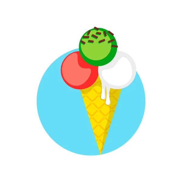 Ice cream cone vector icon isolated on white background. Simple flat stile. — Stock Vector