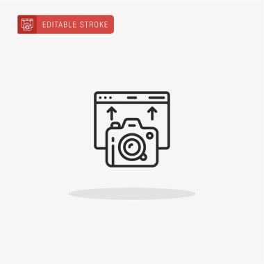 Kamera simgesi vektörü. Sunum için kamera simgesi.