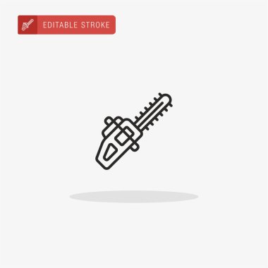 Elektrikli testere ikon vektörü. Sunum için zincir testere simgesi.