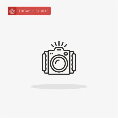 Kamera simgesi vektörü. Sunum için kamera simgesi.